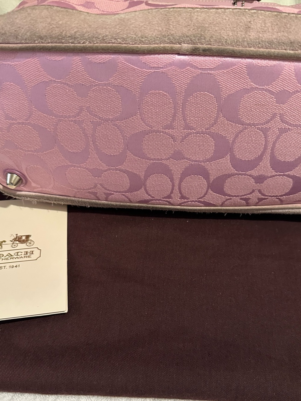Coach Pink Signature Jacquard Tote with Floral Scarf Accent - Picture 10 of 15